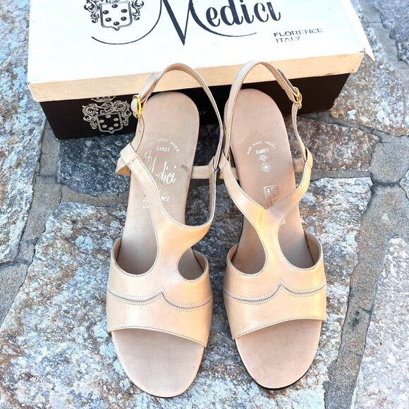 60's NWT Medici Leather Heels - Sandals - Made in Italy - Size 9 - Picture 2 of 10